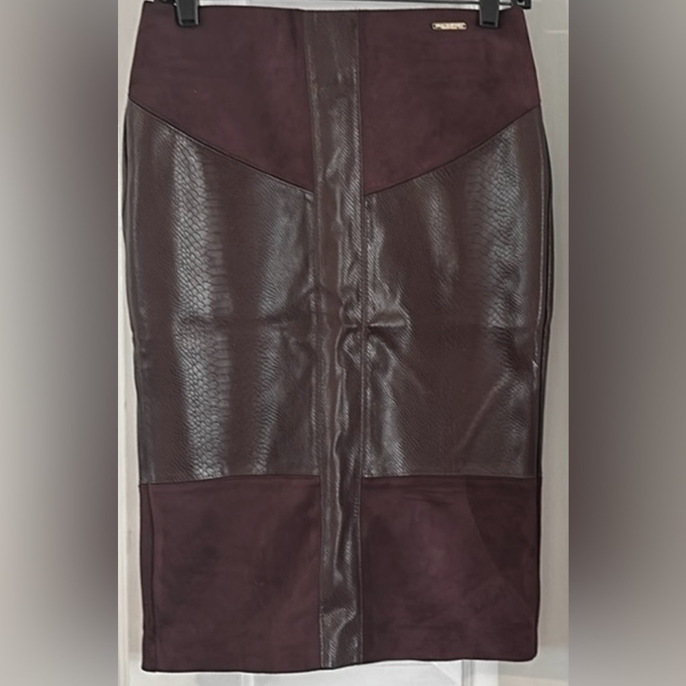 NWT Marc New York Chocolate Brown Faux Suede Pencil Skirt - Sz L
